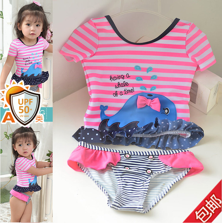 清货A类女童分体冲浪泳装小鱼儿童泳衣裤时尚印花幼儿中小沙滩夏