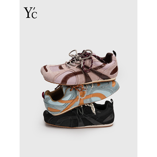 YC【设计师品牌】复古磨砂牛皮方头斑马鞋 休闲平底芭蕾德训鞋女