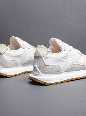 欧洲站男鞋潮牌休闲鞋透气帆布鞋百搭小白鞋运动老爹鞋男增高板鞋