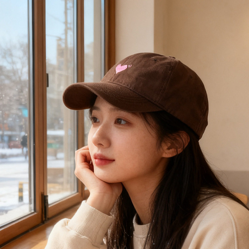 韩版新款爱心刺绣百搭棒球帽女i帽子