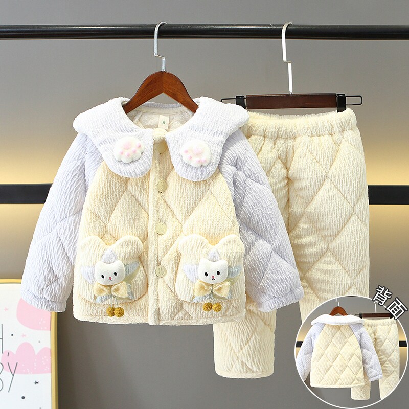 儿童睡衣加厚三层冬季