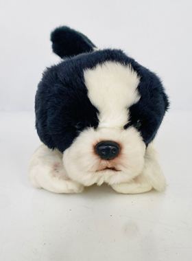 美国russ黑白小狗毛绒公仔 样板仿真黑色狗狗毛绒玩具 可爱狗狗