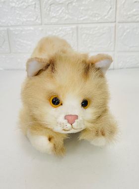 russ仿真猫咪毛绒玩具 精品厚料黄色猫咪毛绒娃娃 质量好 小可爱
