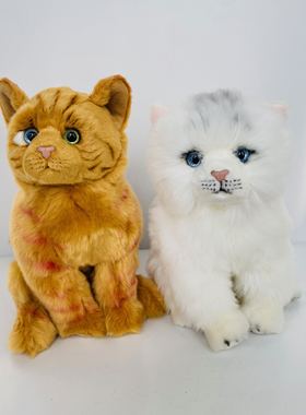 russ仿真猫咪毛绒玩具 精品厚料黄色橘猫猫咪毛绒娃娃 可爱白猫