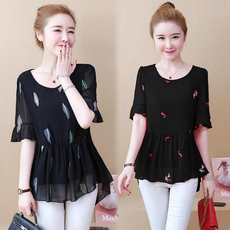 大码短袖200斤上衣女洋气宽松显瘦夏装中长款雪纺衫遮肚子胖女人在类目 女装/女士精品, 大码女装中 - 来自Buy2taobao.com提供专业的淘宝代购服务