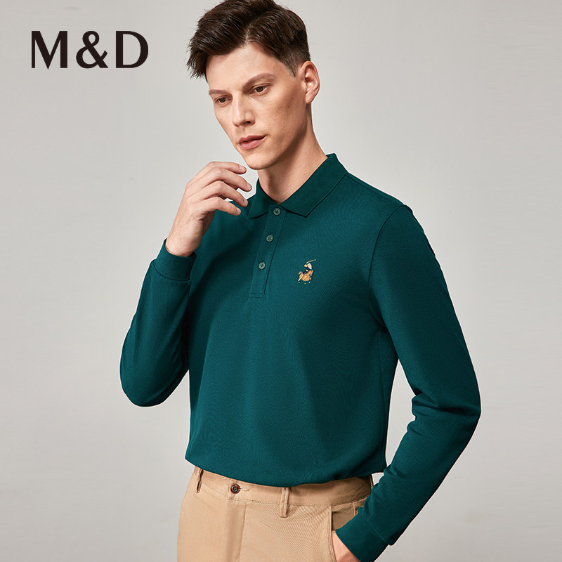 名盾长袖保罗polo衫纯色男2021新款商务休闲纯棉潮牌翻领刺绣t恤