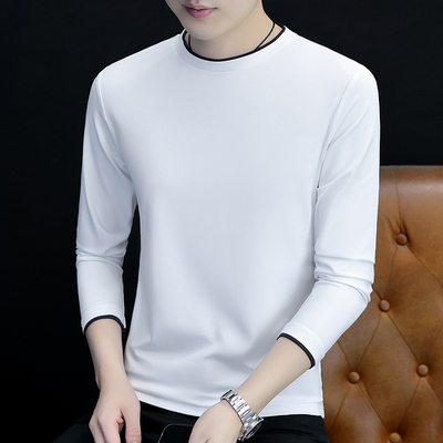 2025新款圆领中领高领可选上衣服打底衫明星同款纯棉长袖T恤男装