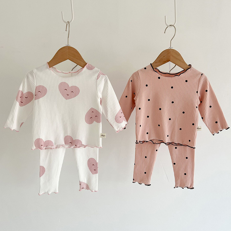 女宝宝纯棉家居服睡衣可爱木耳边