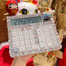 女神款镶钻招财猫计算器水钻办公用超大号太阳能计算机钻银行专用