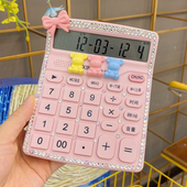 财务镶钻计算器会计专用水钻计算机白色粉色带语音办公用计算器钻