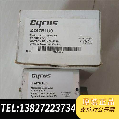 原装正品  CYRUS赛诺思中央电动二通阀Z247B1U0  议价