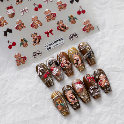 茉季中国美甲贴纸薄刃浮雕