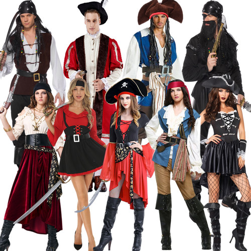 万圣节海盗扮演服成人男女款情侣海盗服杰克船长服Pirate Costume