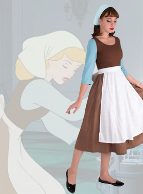 灰姑娘女仆服装欧美平民姑娘扮演服复古农场服Cinderella costume