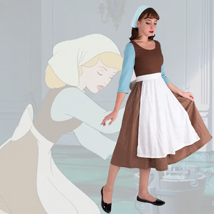 灰姑娘女仆服装欧美平民姑娘扮演服复古农场服Cinderella costume