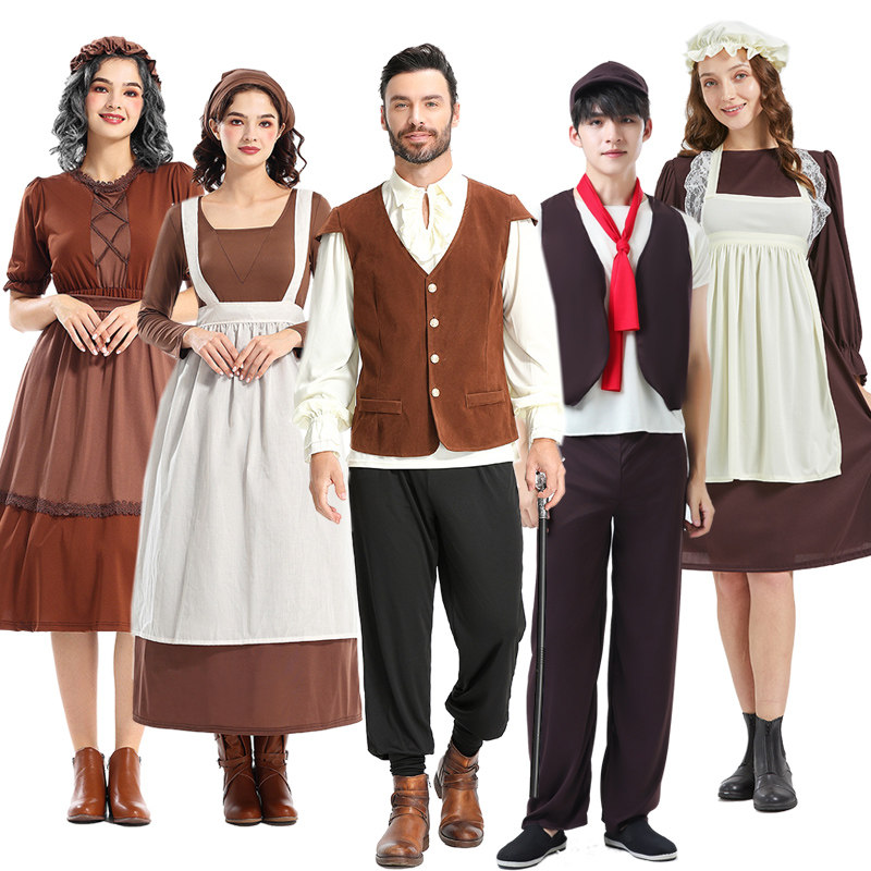 中世纪殖民地平民服装奶奶连衣裙