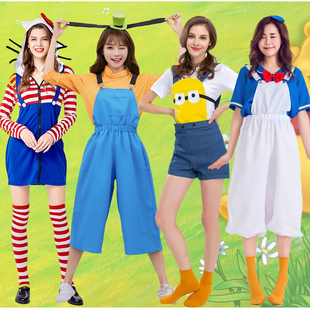 小黄人背带裤套装 卡通服 成人goofy扮演服 迪士尼唐老鸭演出服装