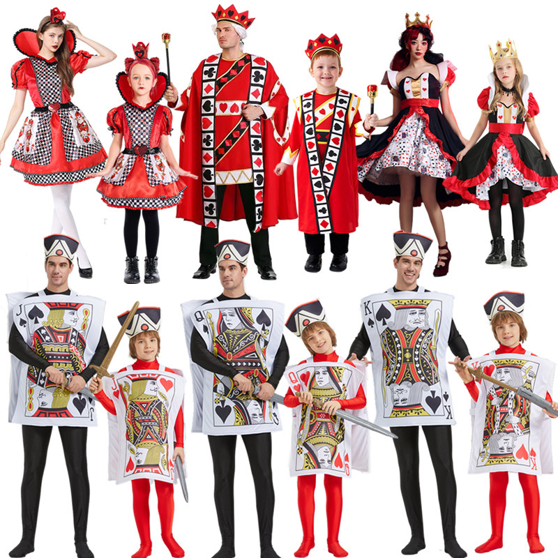 红心国王红心女王服装扑克舞台服