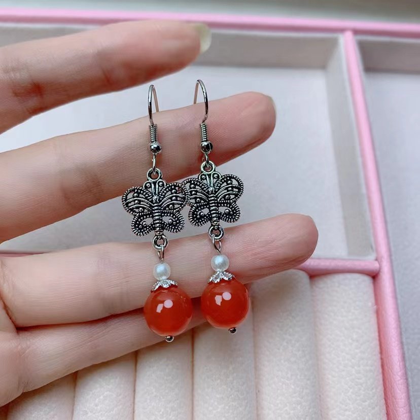 天然红玛瑙耳饰s925银女耳环水晶玛瑙翡翠宝玉石新中式红色耳坠,珠宝/钻石/翡翠,耳饰,淘宝优惠券,粉丝福利购,淘宝优惠卷