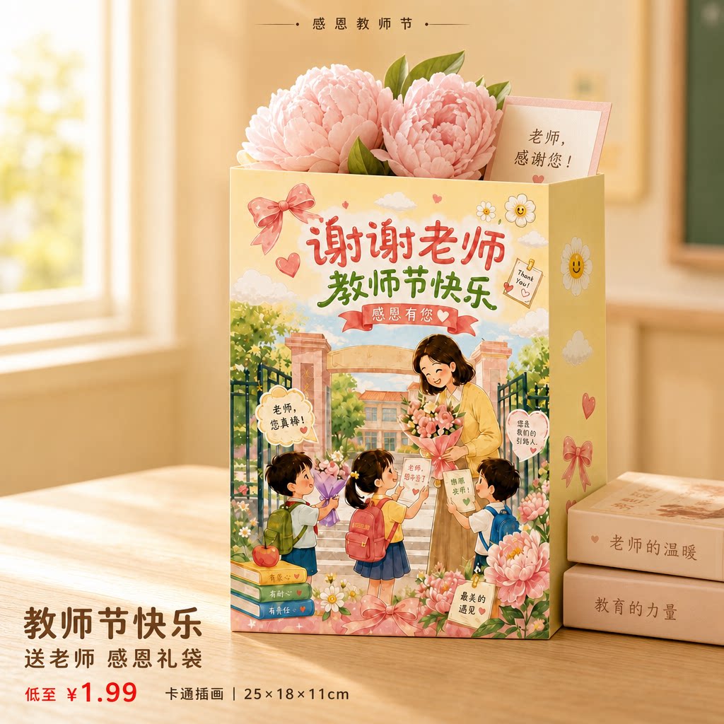 当天发教师节礼品袋加厚3kgs无忧图片