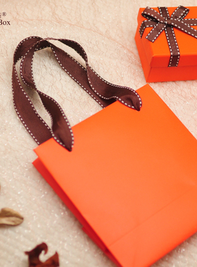 ins风橙色高档手提纸袋伴手礼拎袋生日礼物教师节礼袋定制logo