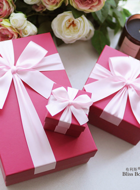 ins布利斯新款伴手礼包装礼品盒网红抖音玫红色方形喜糖口红空盒
