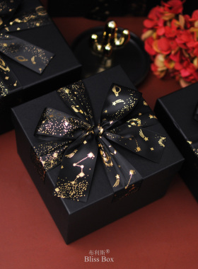 Ins新款伴手礼包装高端礼品盒网红抖音黑色口红盒礼物盒子空盒