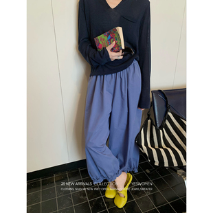 ·夏季 现货秒杀 气花苞裤 蓝色裤 子女宽松廓形休闲裤 薄款 元 新款