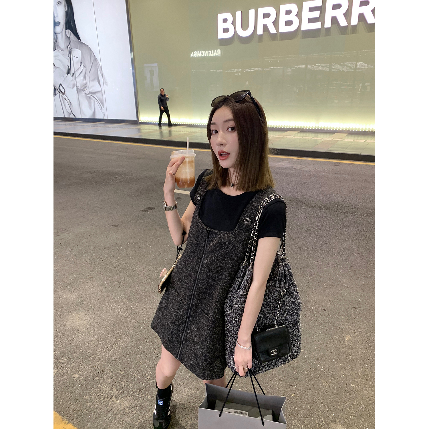 现货福利！小宜定制【方糖少女】黑色背带裙小个子女连衣裙夏季短