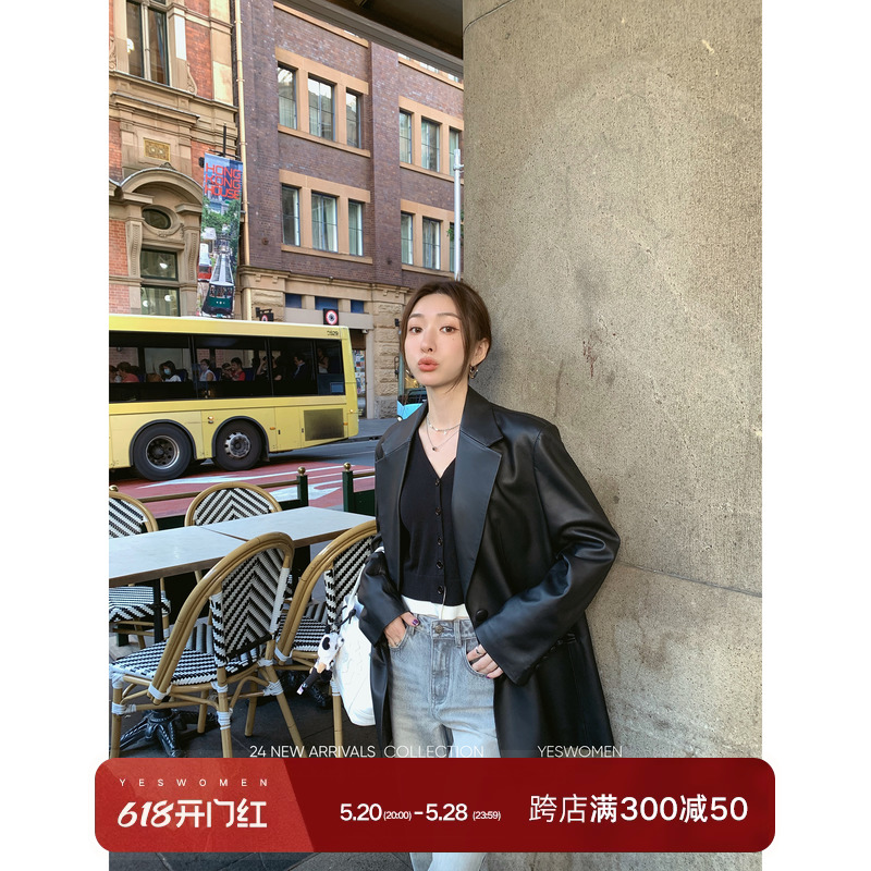 小宜定制 Y&Young小羊皮·质地柔软透氣延展好美拉德皮衣外套女春