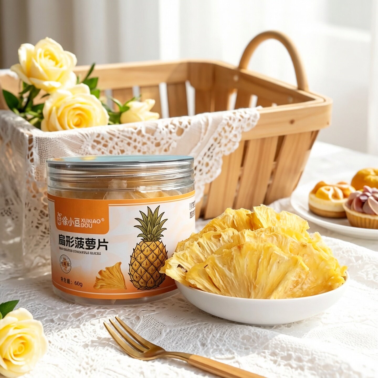 徐小豆扇形菠萝片烘干凤梨干鸡尾酒茶饮即食果干甜品蛋糕烘焙装饰