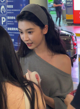 易梦玲同款法式针织灰色加宽发箍女高颅顶时尚发带头箍发卡头饰