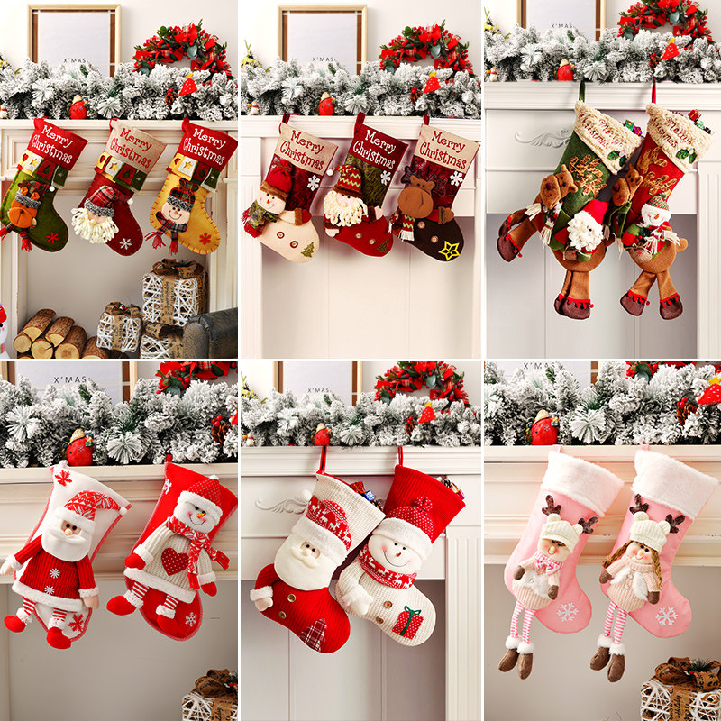 圣诞袜礼物袋圣诞节装饰大号儿童老人袜子挂件糖果袋礼品创意布置