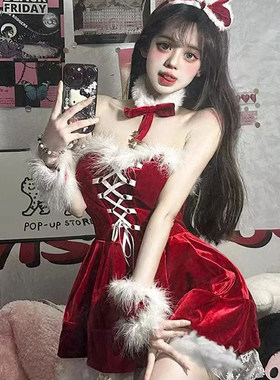 圣诞节服装女冬天红色套装