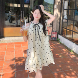 法式甜美露肩波点连衣裙女2025夏季新款休闲小个子显瘦减龄娃娃裙，女装连衣裙，2C006