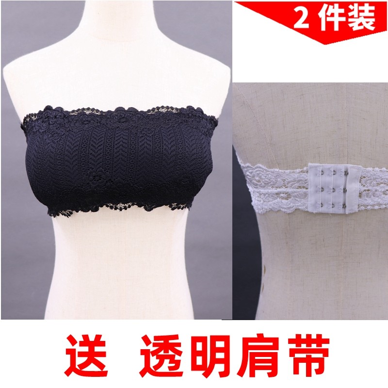 夏季蕾丝抹胸有海棉女防走光女士百搭打底无钢圈带胸垫内衣裹胸罩
