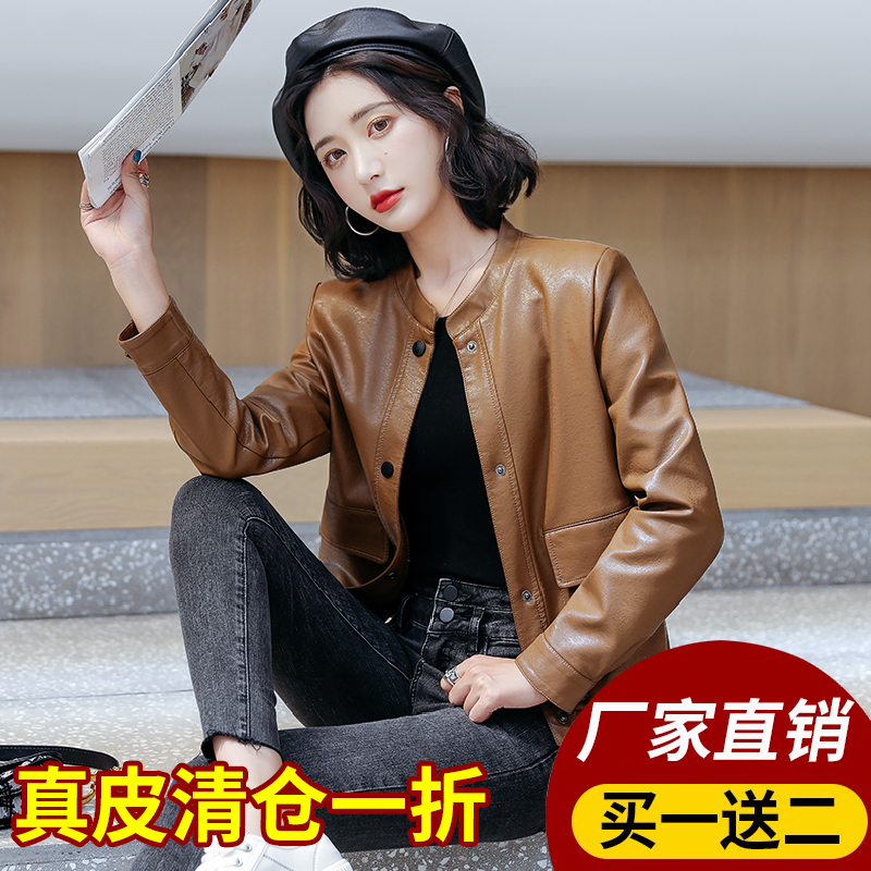 海宁真皮新款宽松大码皮夹克外套