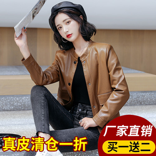 海宁真皮新款宽松大码皮夹克外套