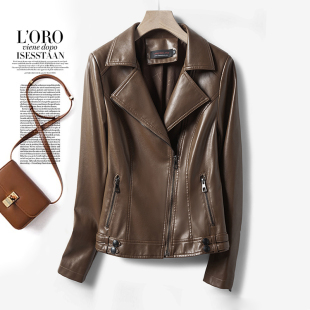 修身 海宁真皮皮衣女短款 皮夹克韩版 大码 小外套 绵羊皮2026春秋新款