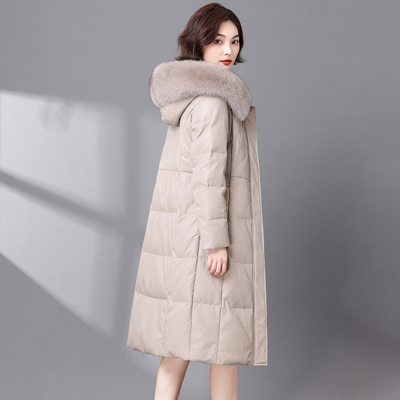 冬季真皮羽绒服连帽显瘦狐狸外套