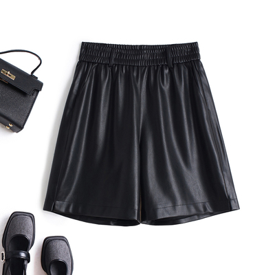 真皮皮裤女五分裤高腰显瘦皮短裤