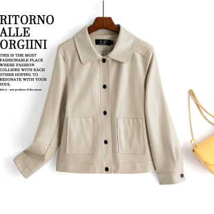 显瘦真皮夹克休闲外套 大码 海宁绵羊皮皮衣女短款 宽松2026春秋新款