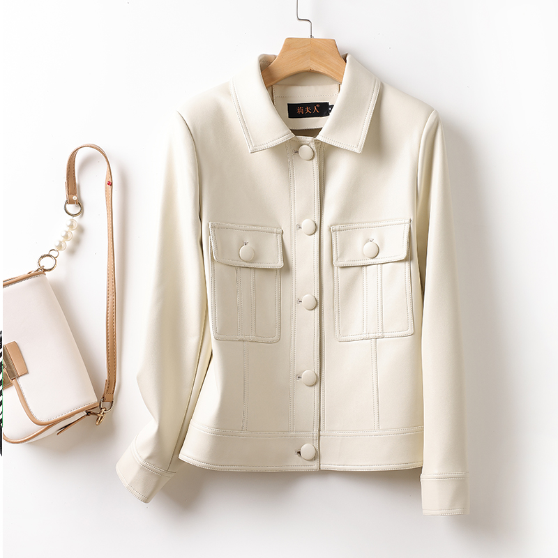 绵羊皮外套女高端气质显瘦皮夹克
