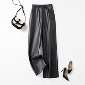 阔腿裤 海宁真皮皮裤 窄版 绵羊皮高腰显瘦宽松直筒裤 女2025秋冬新款