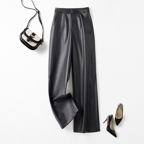 海宁真皮皮裤女2025秋冬新款直筒