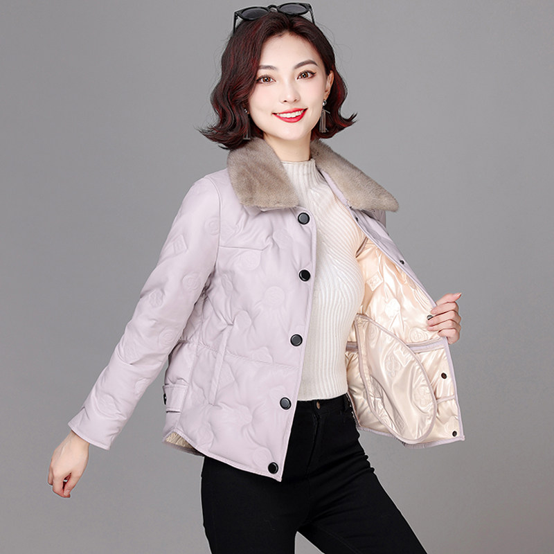 真皮羽绒服女短款2025冬新款海宁绵羊皮水貂毛皮草小个子皮衣外套