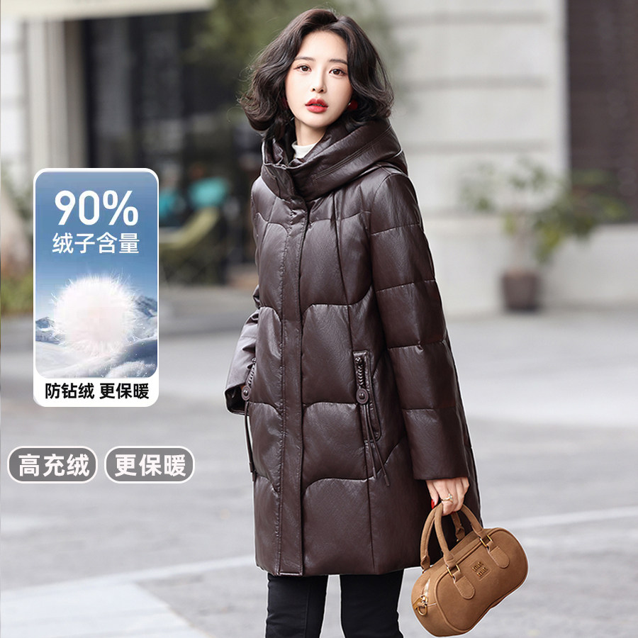 海宁真皮羽绒服女绵羊皮2025新款小个子高级感皮衣外套女冬季加绒