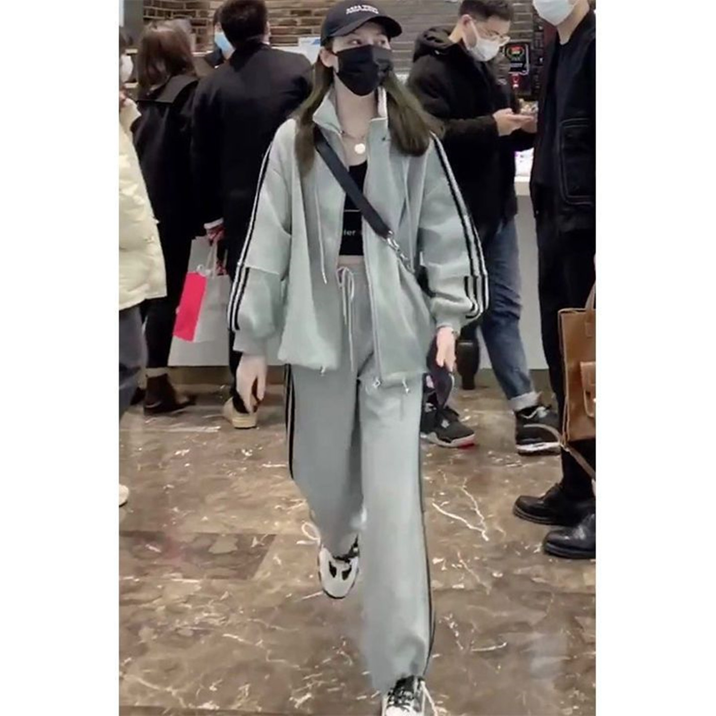 学院风运动服套装女春秋款韩版宽松时尚显瘦跑步外套休闲裤两件套