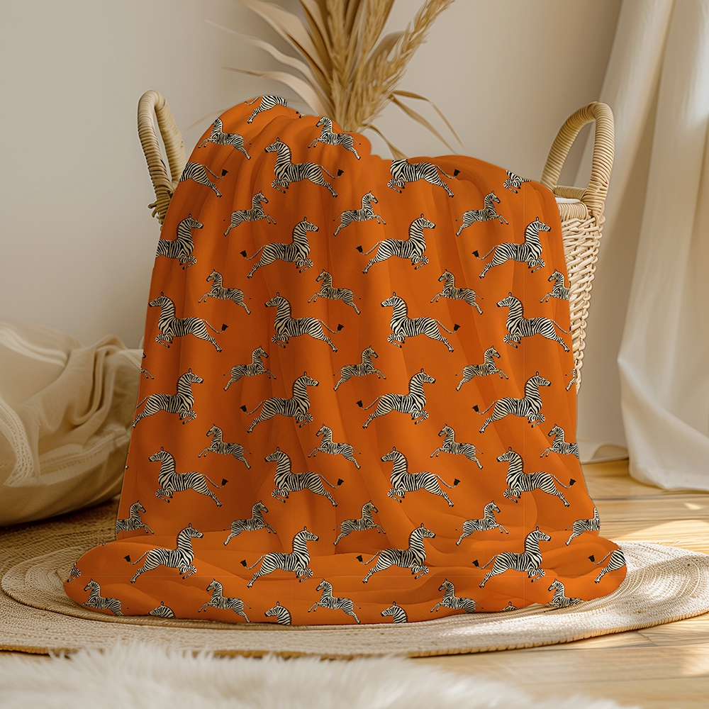 Funlife斑马橙牛奶羊羔绒毛毯