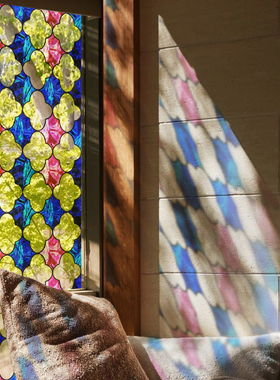 Funlife《夏日之光》新中式仿苏州拙政园琉璃花窗静电贴装饰窗花